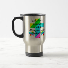 HÜBSCHER KREUZ UND RAINBOW-MATTHEW 19:26-DESIGN REISEBECHER