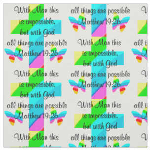 HÜBSCHER KREUZ UND RAINBOW-MATTHEW 19:26-DESIGN STOFF