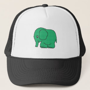 Hübscher Kreuzstich-grüner Elefant Truckerkappe
