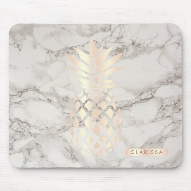 Hübscher Kükenkupfer-Rosengoldananasmarmor Mousepad (Vorne)