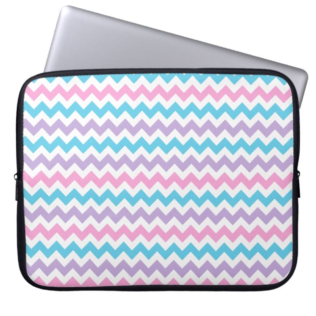 Hübscher Laptop-Sieb, pastellfarbene Chevronen Laptopschutzhülle (Vorderseite)