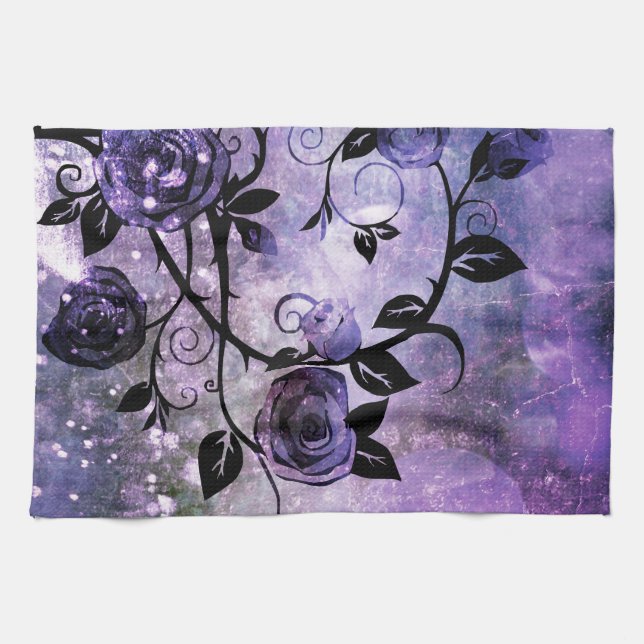 Hübscher Lavendel-lila Fantasie-Rosen-Rebe mit Küchentuch (Horizontal)
