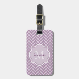Hübscher Lavendel lila Quatrefoil mit Monogramm Gepäckanhänger