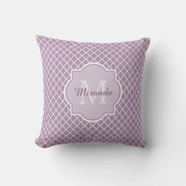 Hübscher Lavendel lila Quatrefoil mit Monogramm Kissen