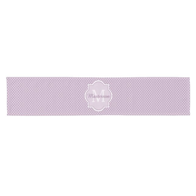 Hübscher Lavendel Lila Quatrefolie Mit Monogramm N Kurzer Tischläufer (Horizontal)