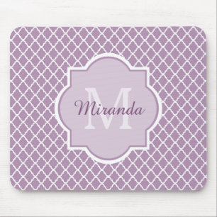 Hübscher Lavendel Lila Quatrefolie Mit Monogramm N Mousepad