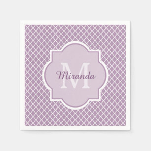 Hübscher Lavendel Lila Quatrefolie Mit Monogramm N Serviette