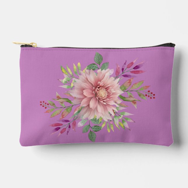 Hübscher Lavendel und rosa florale Kosmetiktüte Zubehörtasche (Vorderseite)