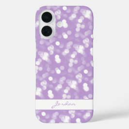 Hübscher Lavendel und weiße Funkelleuchten mit Nam iPhone 16 Hülle