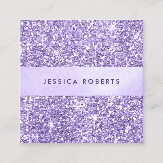 Hübscher Lavender Lila Glitzer Muster Elegant Quadratische Visitenkarte (Vorderseite)