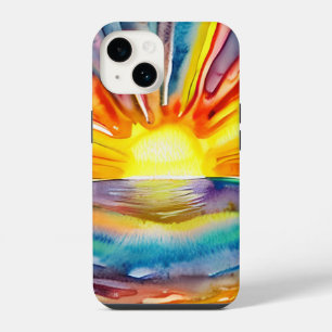 Hübscher, lebhafter Sonnenuntergang über dem Wasse iPhone 14 Hülle
