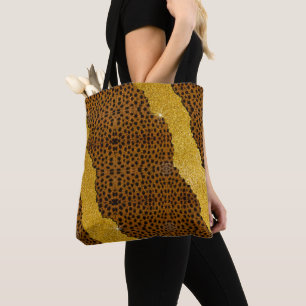 Hübscher Leder-Gepard-Tierdruck mit Glitter Tasche
