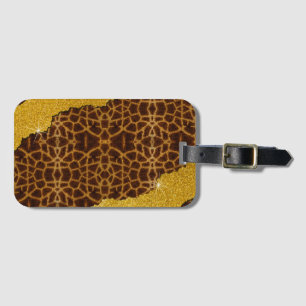 Hübscher Leder-Giraffen-Tierdruck mit Glitter Gepäckanhänger