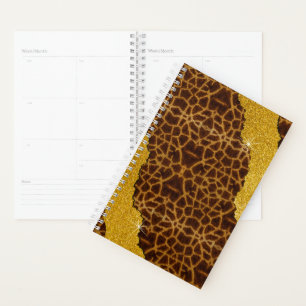 Hübscher Leder-Giraffen-Tierdruck mit Glitter Planer