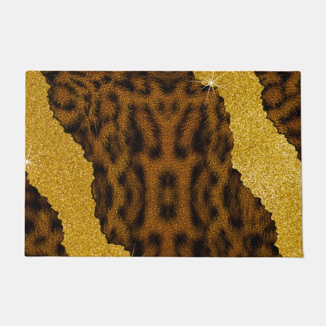 Hübscher Lederleopardendruck mit Glitzer Fußmatte (Vorderseite)