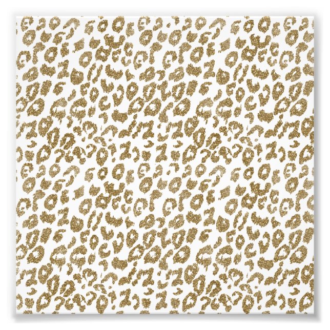 Hübscher Leopard Print Gold Glitzer Fotodruck (Vorne)