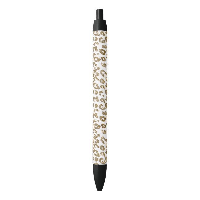 Hübscher Leopard Print Gold Glitzer Kugelschreiber (Vorderseite Vertikal)