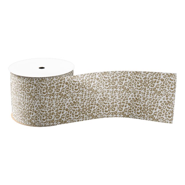 Hübscher Leopard Print Gold Glitzer Ripsband (Spule)