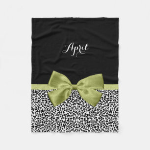 Hübscher Leopard Print Spring Green Boy mit Namen Fleecedecke