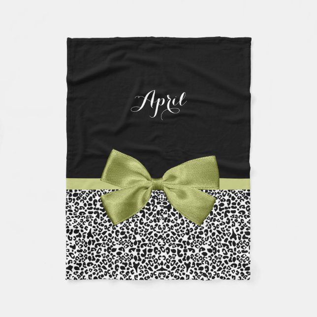 Hübscher Leopard Print Spring Green Boy mit Namen Fleecedecke (Vorderseite)
