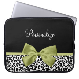 Hübscher Leopard Print Spring Green Boy mit Namen Laptopschutzhülle
