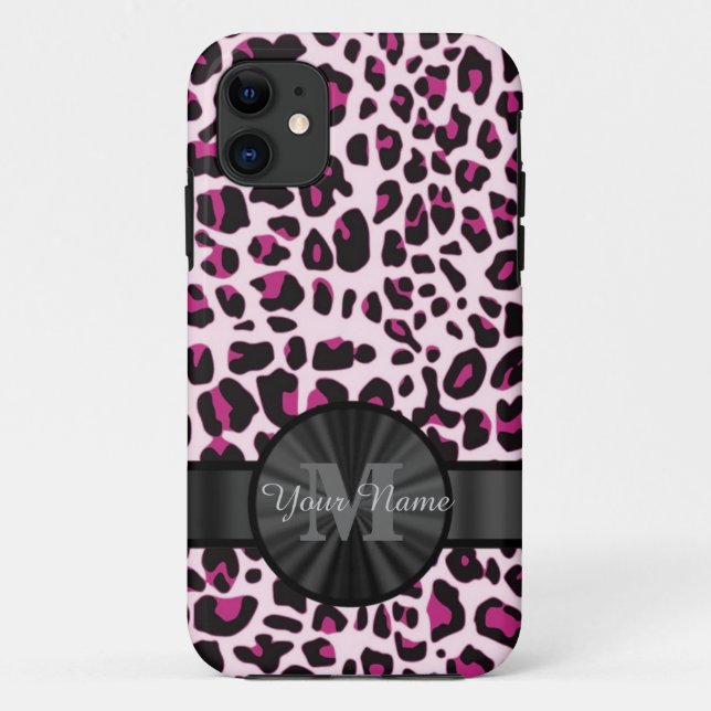 Hübscher Leopardenprint in Monogrammatik Case-Mate iPhone Hülle (Rückseite)