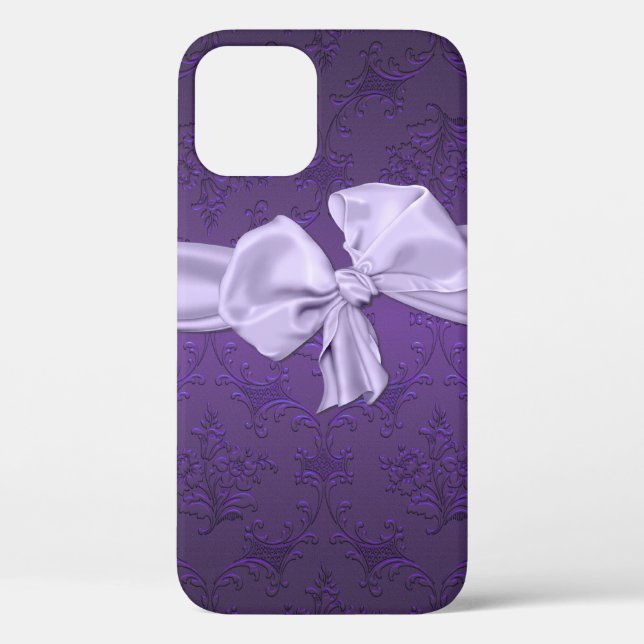 Hübscher Lila Damast Case-Mate iPhone Hülle (Rückseite)