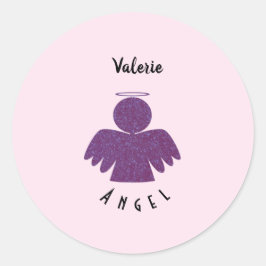 Hübscher Lila Glitzer Angel Runder Aufkleber
