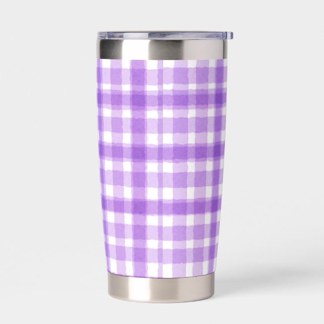 Hübscher Lila Karierter, isolierter Tumbler Thermobecher (Links)
