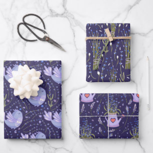 Hübscher Lila Lavendel Geschenkpapier Set