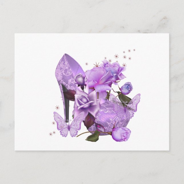 Hübscher Lila Lavendel Hi Heel Rose Floral Postkarte (Vorderseite)