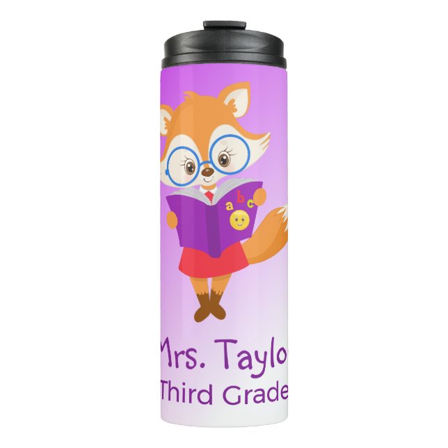 Hübscher Lila Lehrerfuchs Thermosbecher (Vorderseite)