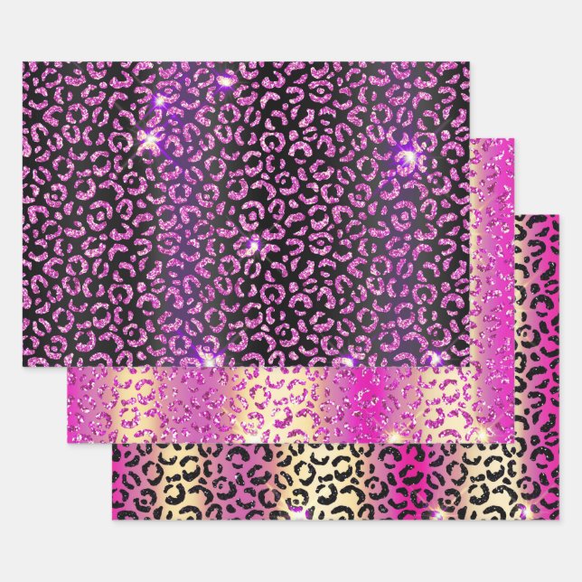Hübscher Lila Leopard Geschenkpapier Set (Set)