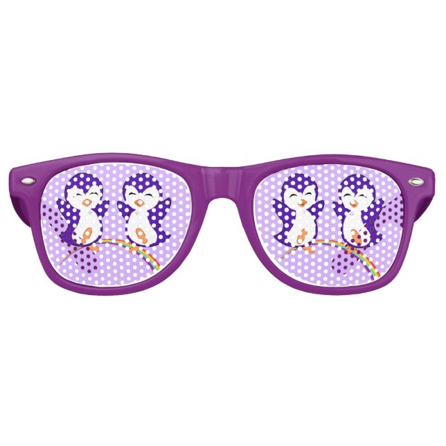 Hübscher Lila Penguin Rainbow Partybrille (Vorderseite)