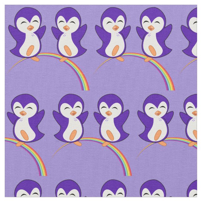 Hübscher Lila Pinguin in Rainbow Stoff (Nahaufnahme)