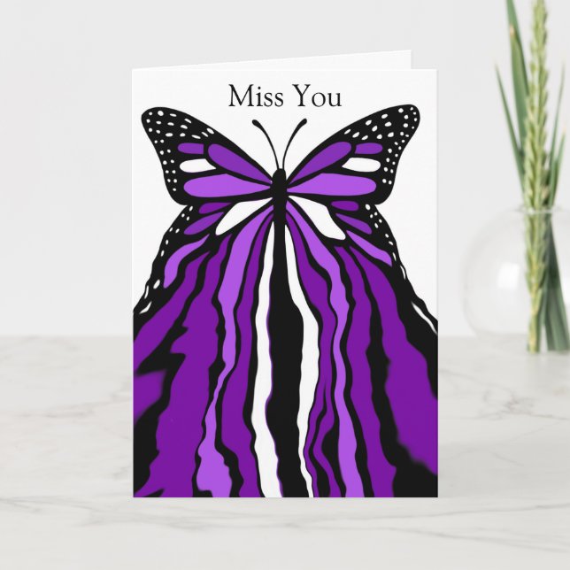 Hübscher Lila Schmetterling | Miss You Karte (Vorderseite)