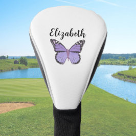 Hübscher lila Schmetterling mit individuelle Name Golf Headcover