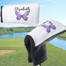 Hübscher lila Schmetterling mit individuelle Name Golf Headcover