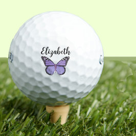Hübscher lila Schmetterling mit individuelle Name Golfball