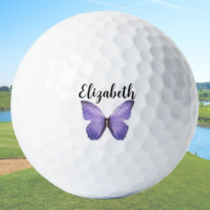 Hübscher lila Schmetterling mit individuelle Name Golfball