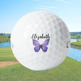 Hübscher lila Schmetterling mit individuelle Name Golfball