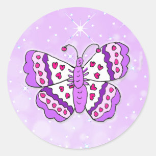 Hübscher Lila Schmetterling Runder Aufkleber
