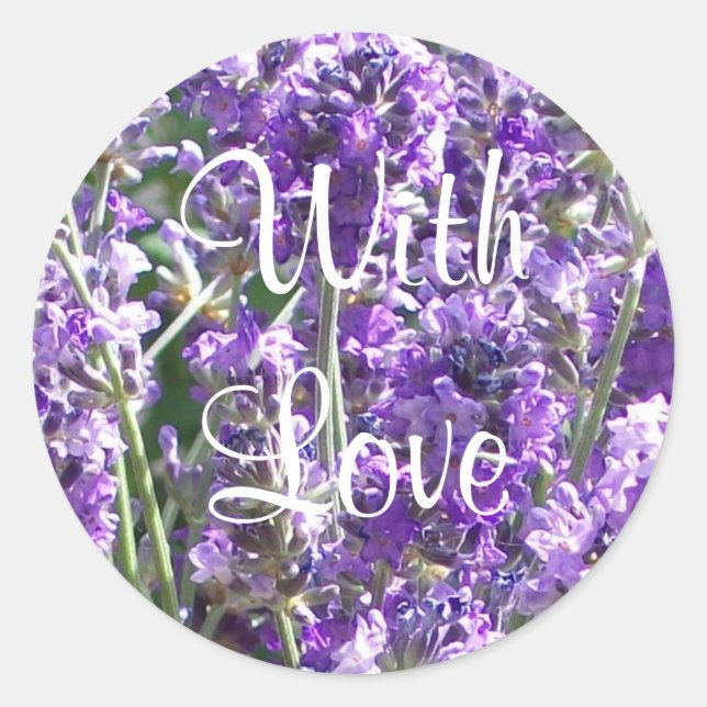 Hübscher Lila Süßlavender "Mit Liebe" Runder Aufkleber (Vorderseite)