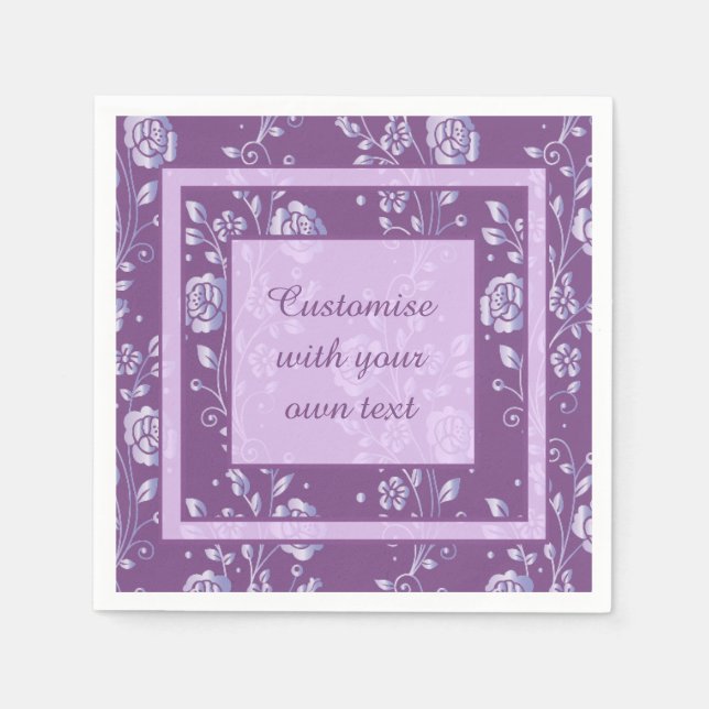 Hübscher Lila und benutzerdefinierter Lilac-Floral Serviette (Vorderseite)