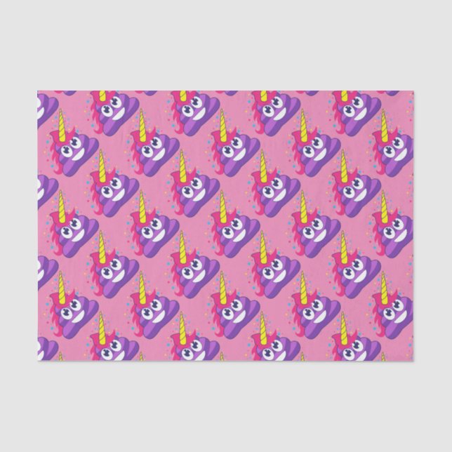 Hübscher lila Unicorn kacken Emoji Seidenpapier (Vorderseite)