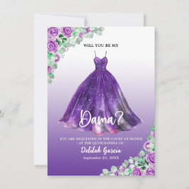 Hübscher Lila Vorschlag von Quinceañera Dama Einladung