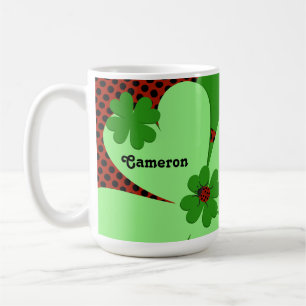 Hübscher Marienkäfer & Kleeblatt-Name  Kaffeetasse