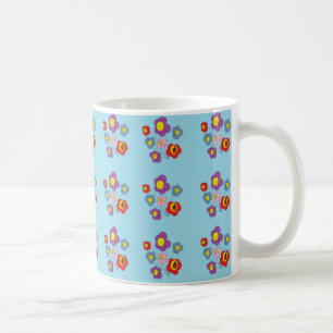 Hübscher Marienkäfer und Blumen Hellblaues Muster Kaffeetasse