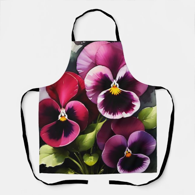 Hübscher Marondaek rote Stiefmütterchen Aquarellma Schürze (Vorderseite)