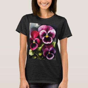 Hübscher Marondaek rote Stiefmütterchen Aquarellma T-Shirt